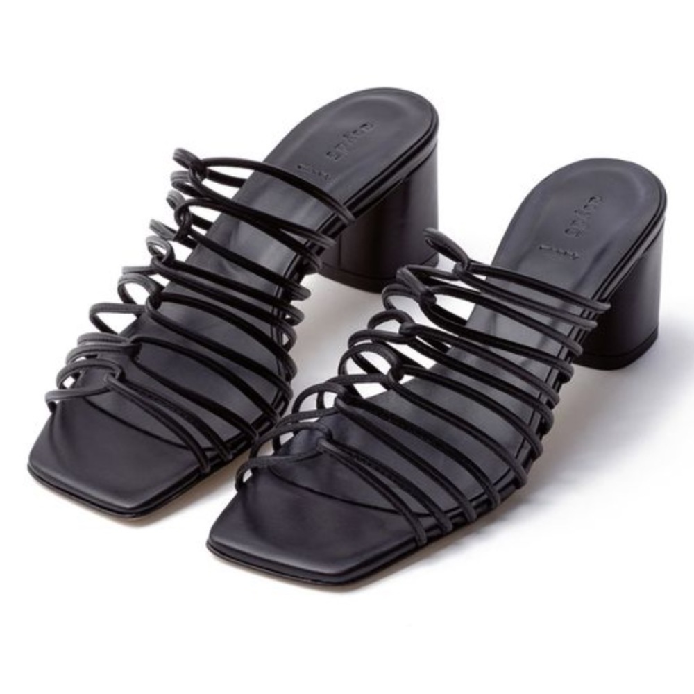 AEYDE Pearl Strappy Slide Sandle in Black | Sz 41 EUC